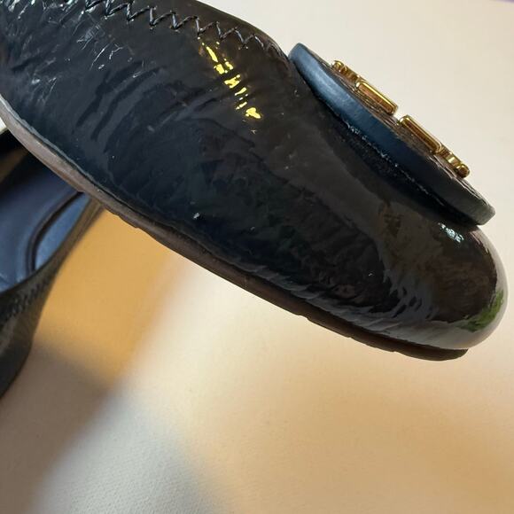 Tory Burch Reva Blue Leather Ballet Flats Gold Medallion Women's Size 7.5 - Picture 10 of 10